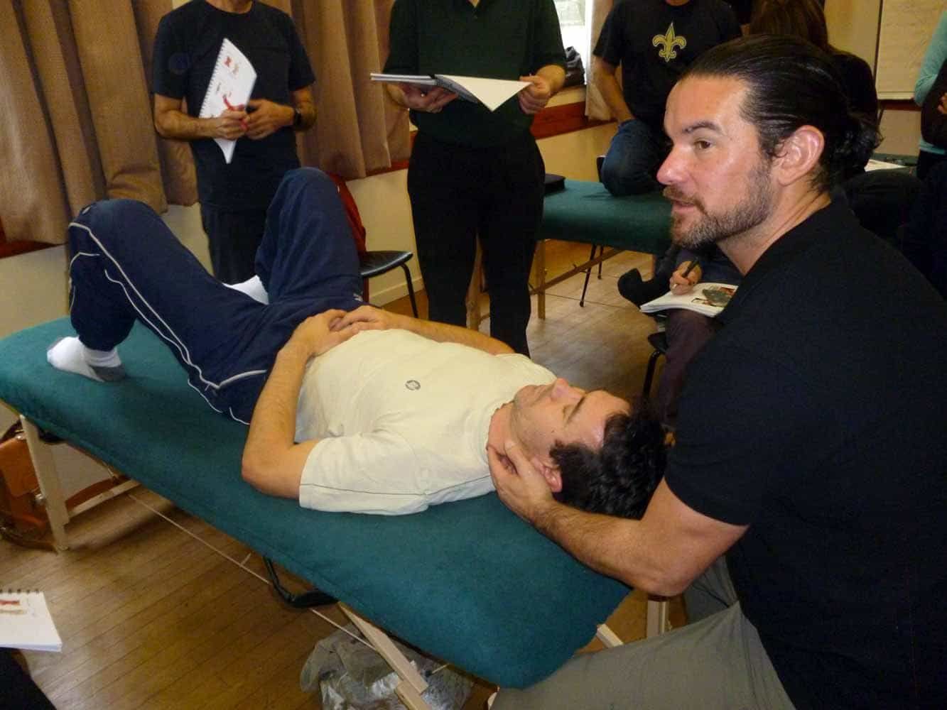 Andy Gamble providing sports injury therapy